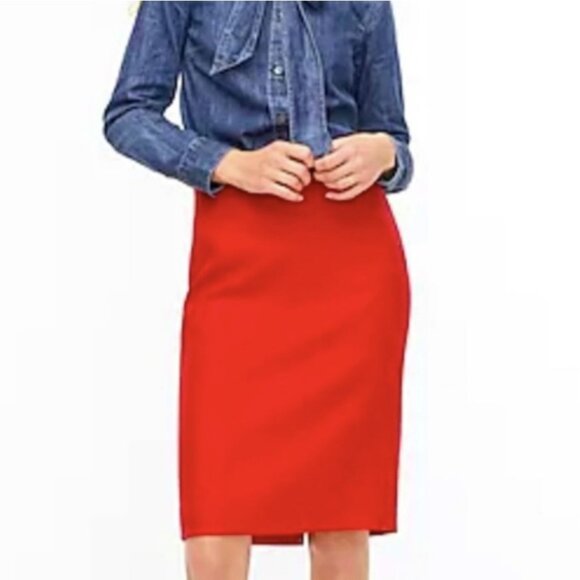 J. Crew Factory Dresses & Skirts - J. Crew Lined The Pencil Skirt 0 Red Wool Blend High Rise Classic Timeless